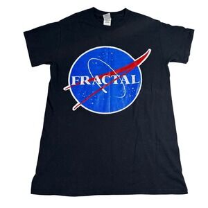 Gildan‎ Fractal NASA Logo Graphic Print Short Sleeve T-Shirt Small